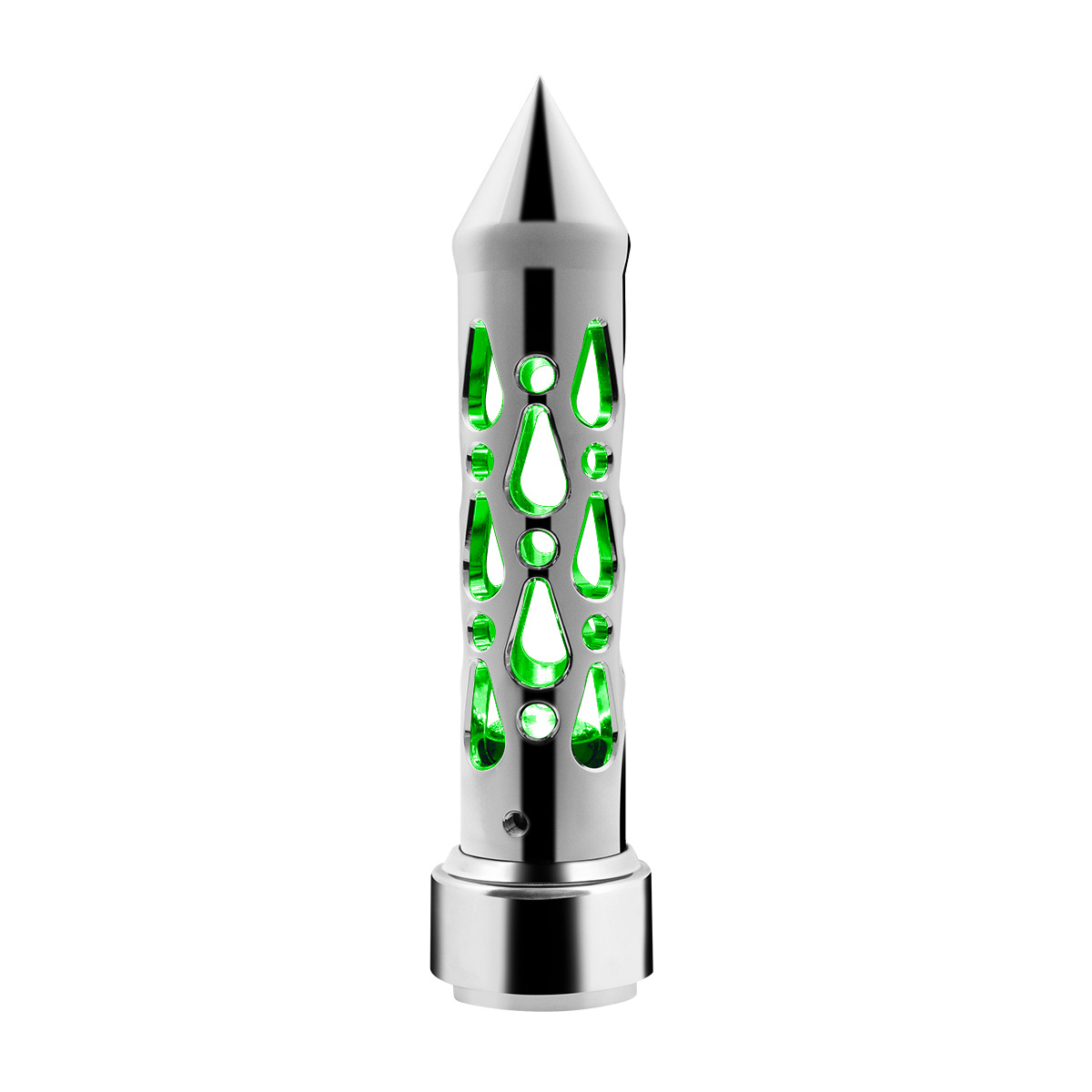 Brooklyn Style Spike Gearshift Knob With LED 9/10 Speed Adapter - Chrome/Green LED - Thumbnail 5