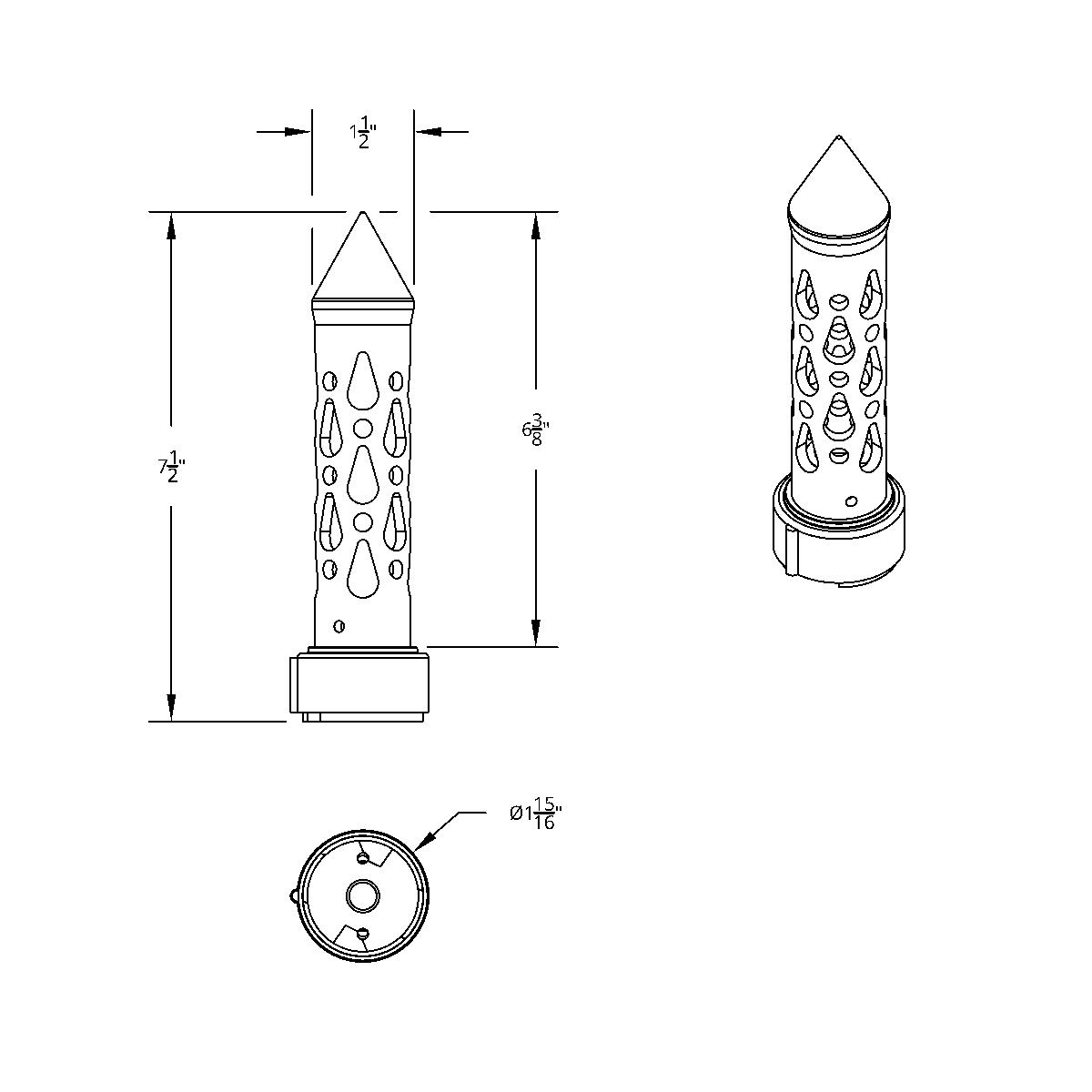 Brooklyn Style Spike Gearshift Knob With LED 9/10 Speed Adapter - Chrome/Purple LED - Thumbnail 10