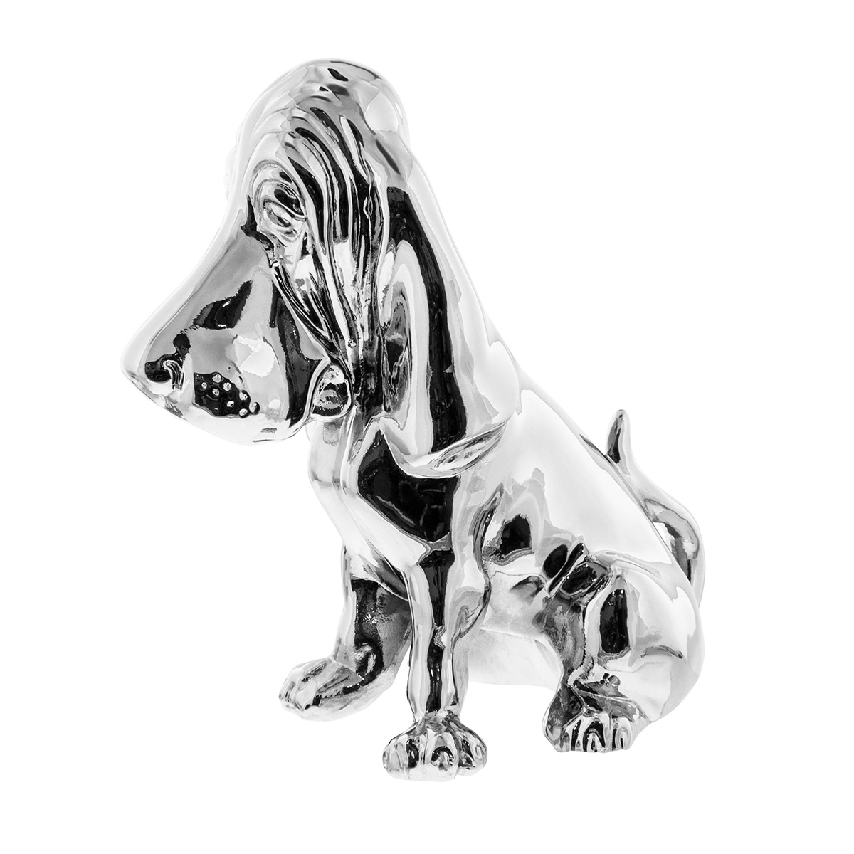Die-Cast Bassett Hound Hood Ornament - Chrome - Thumbnail 2