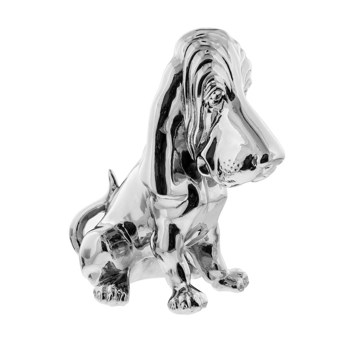 Die-Cast Bassett Hound Hood Ornament - Chrome - Thumbnail 3