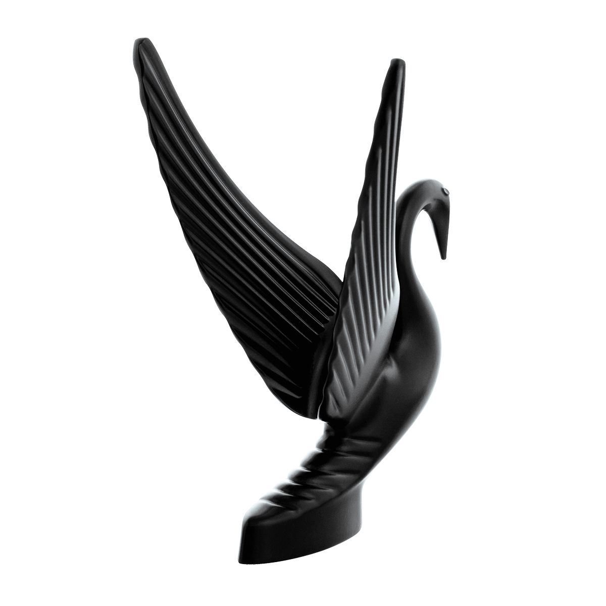 Die-Cast Swan Hood Ornament - Matte Black - Thumbnail 3