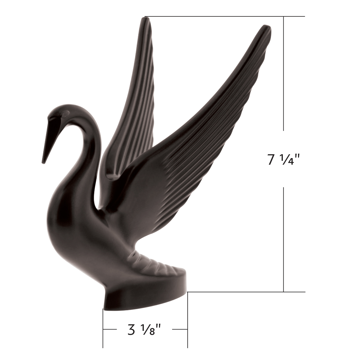 Die-Cast Swan Hood Ornament - Matte Black - Thumbnail 7
