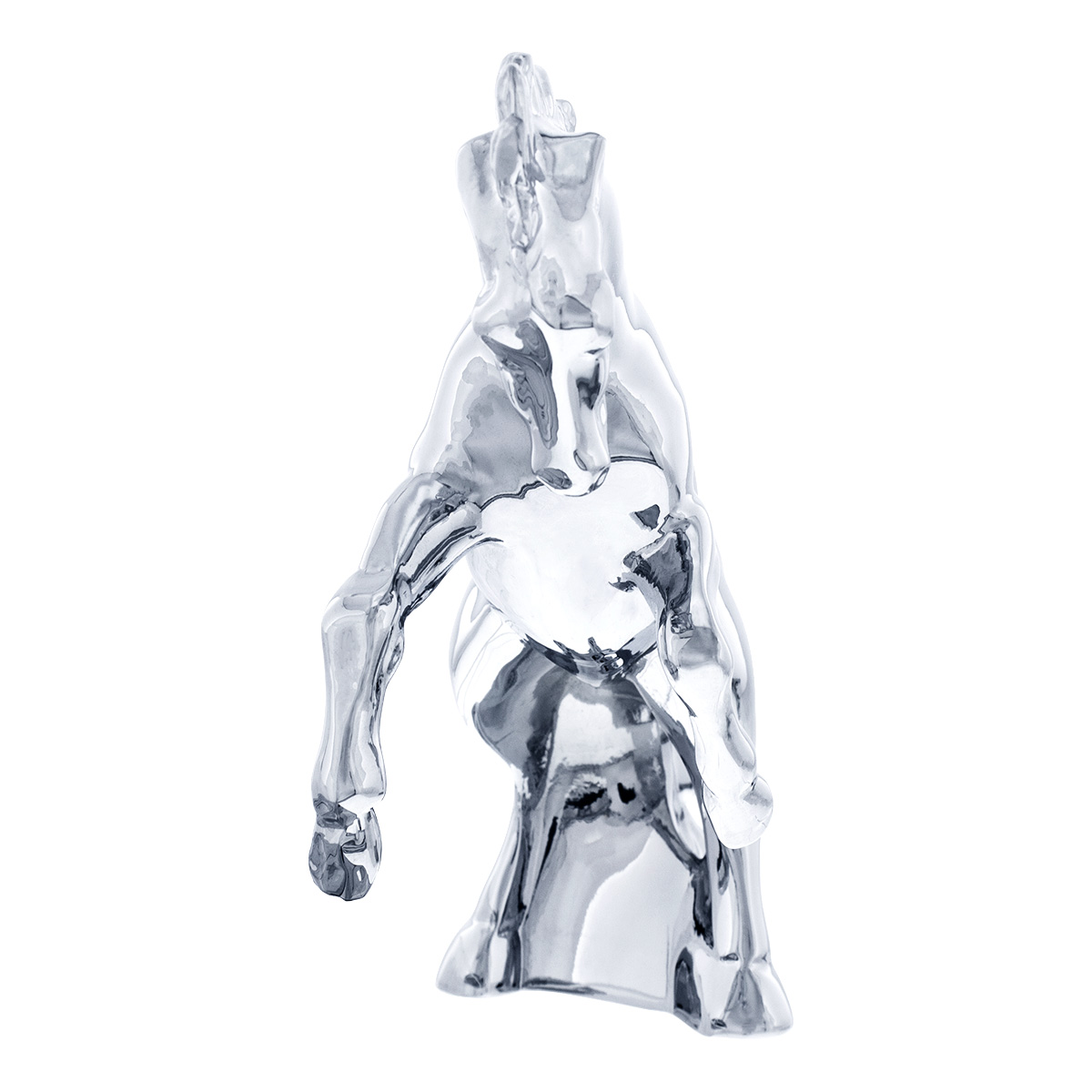Die-Cast Fighting Stallion Hood Ornament - Chrome - Thumbnail 2