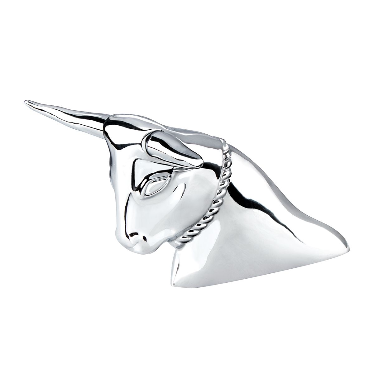 Die-Cast Long Horn Bull Hood Ornament - Chrome