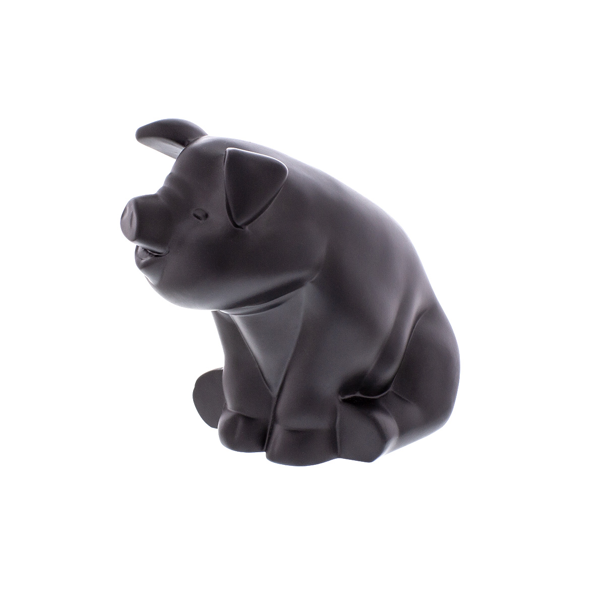 Die-Cast Sitting Pig Hood Ornament - Matte Black - Thumbnail 3