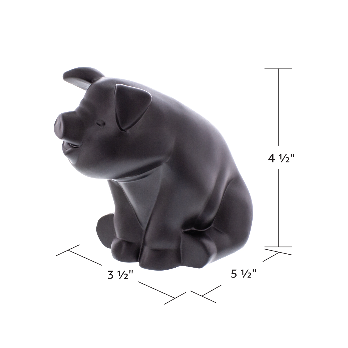 Die-Cast Sitting Pig Hood Ornament - Matte Black - Thumbnail 7