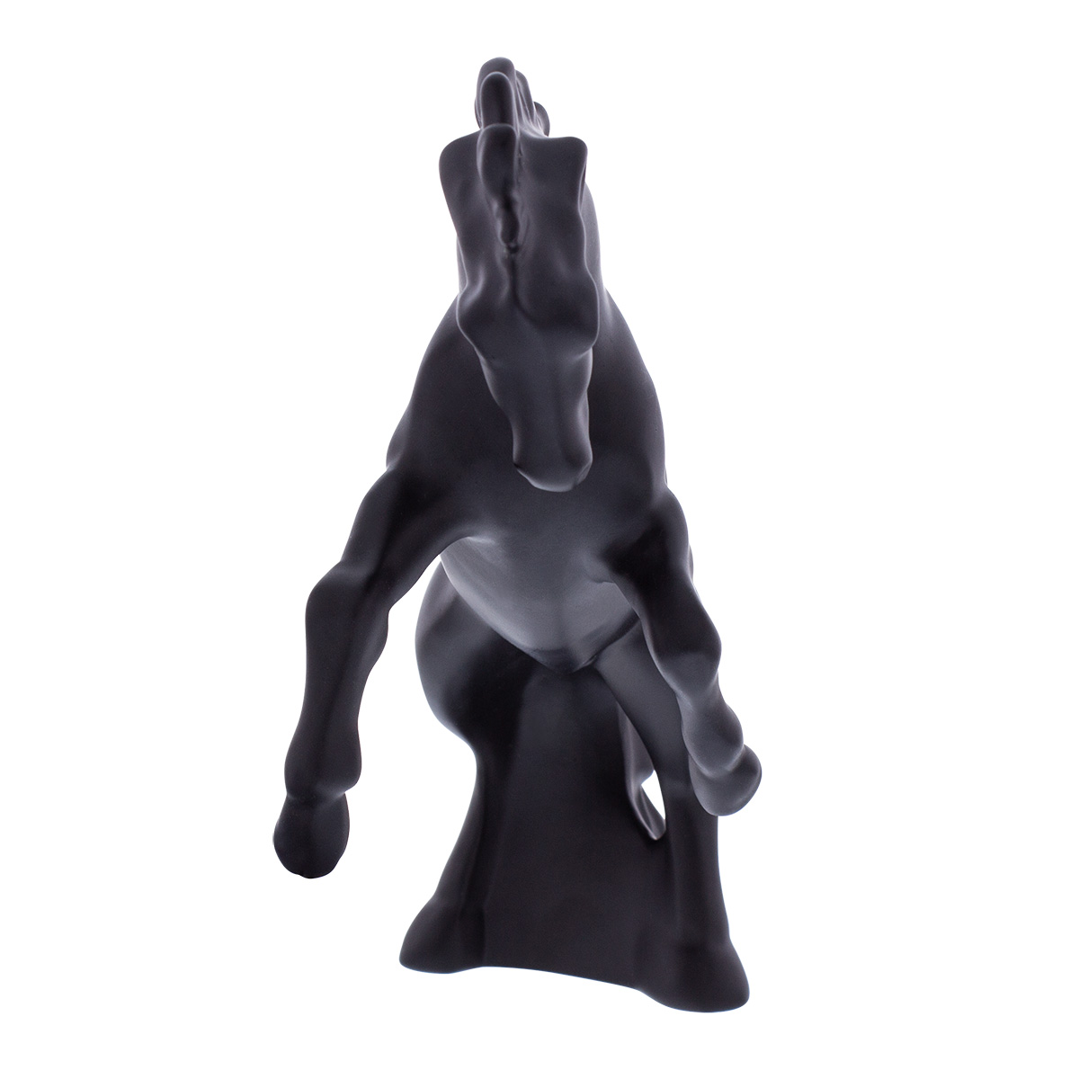 Die-Cast Fighting Stallion Hood Ornament - Matte Black - Thumbnail 2