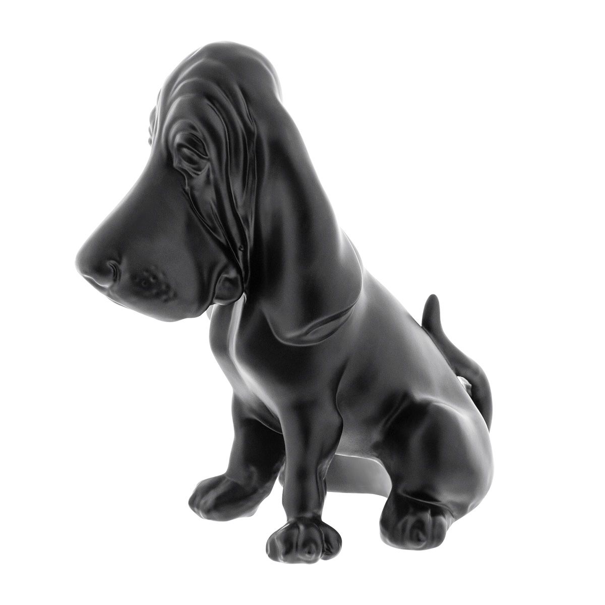Die-Cast Bassett Hound Hood Ornament - Matte Black - Thumbnail 2