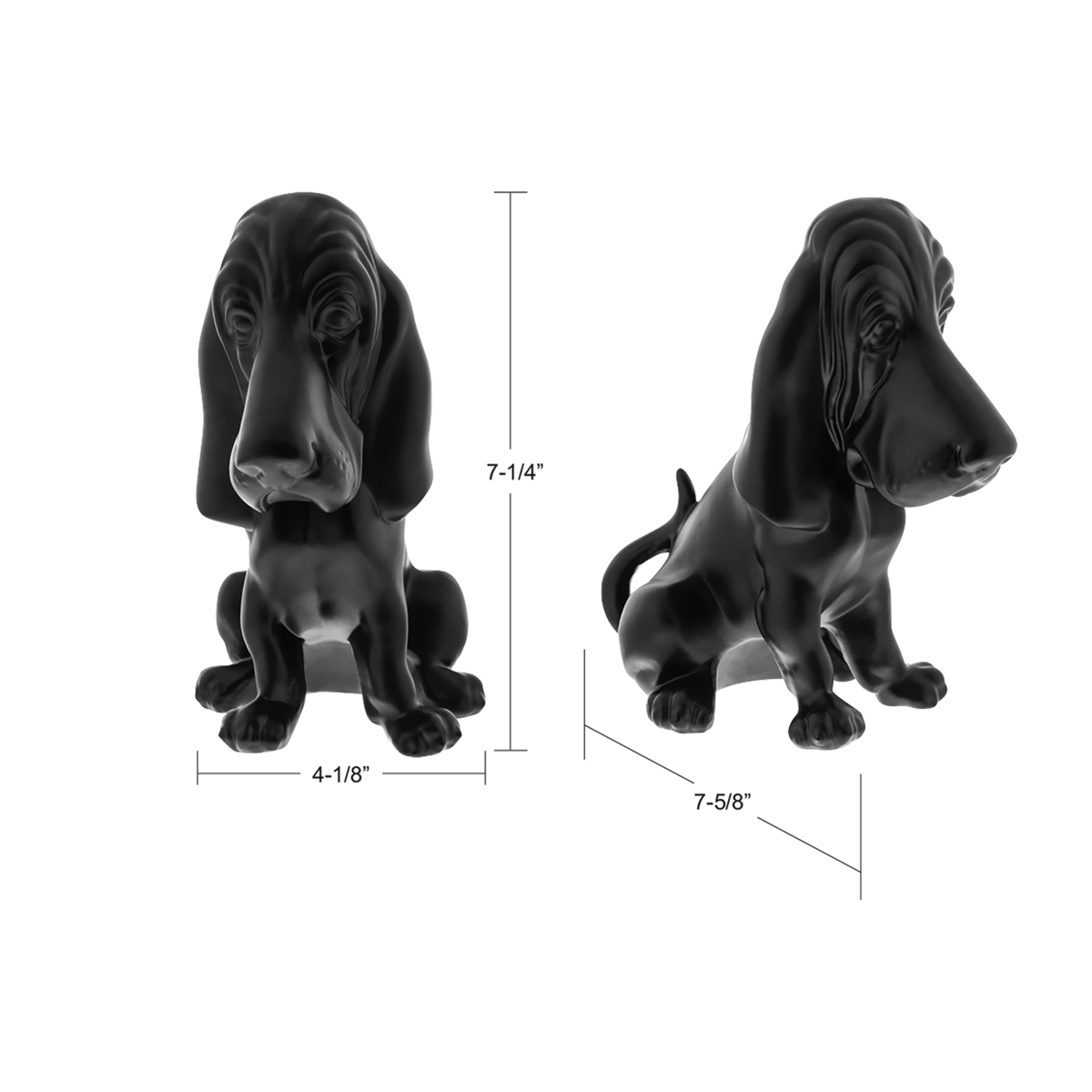 Die-Cast Bassett Hound Hood Ornament - Matte Black - Thumbnail 6