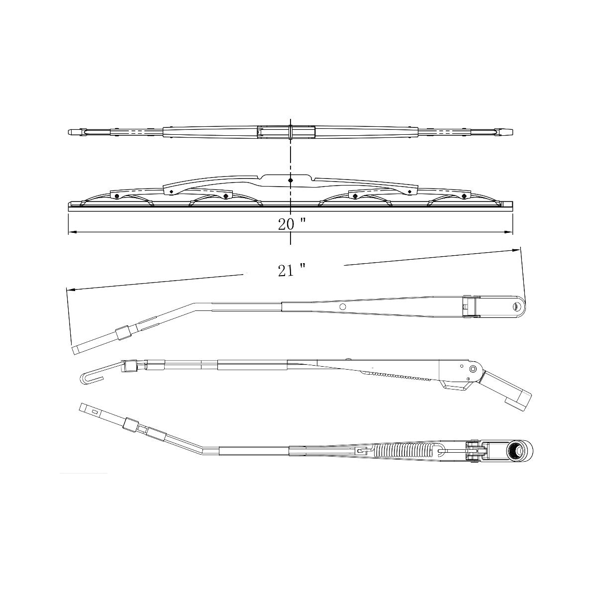 Wiper Arm Assembly With Wiper Blade For Peterbilt Trucks - Thumbnail 12