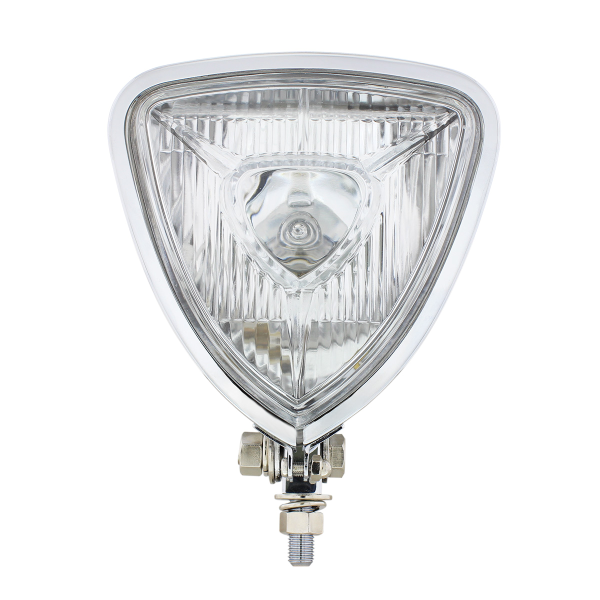 Triangle Headlight With Chrome Housing & Flat Back - Thumbnail 2