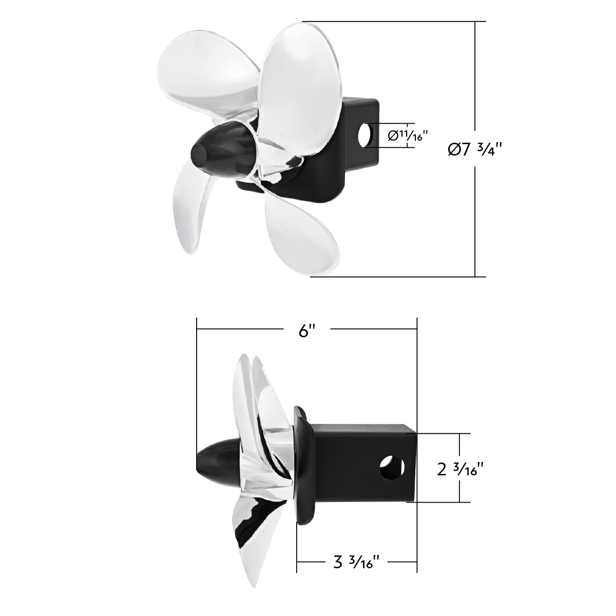Spinning Propeller Hitch Cover For 2" X 2" Trailer Hitch Receivers - Thumbnail 7