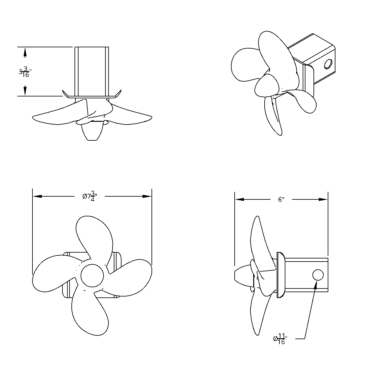 Spinning Propeller Hitch Cover For 2" X 2" Trailer Hitch Receivers - Thumbnail 10