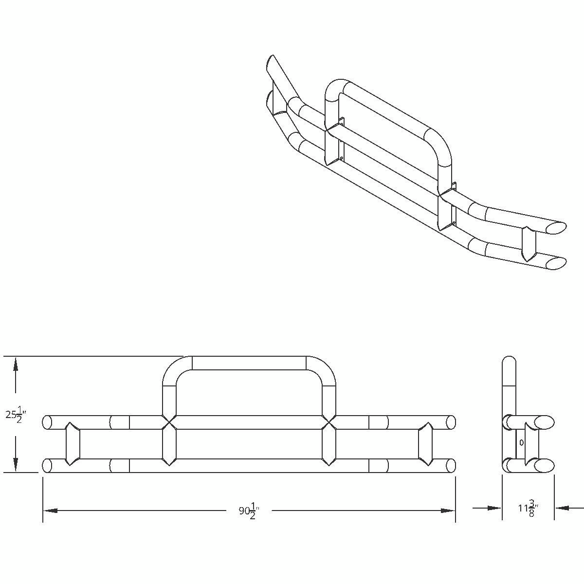 HighwayShield I10-304 Stainless Steel Grille Guard & Bracket Kit For 2022-2025 PB 579 & KW T680 - Thumbnail 9