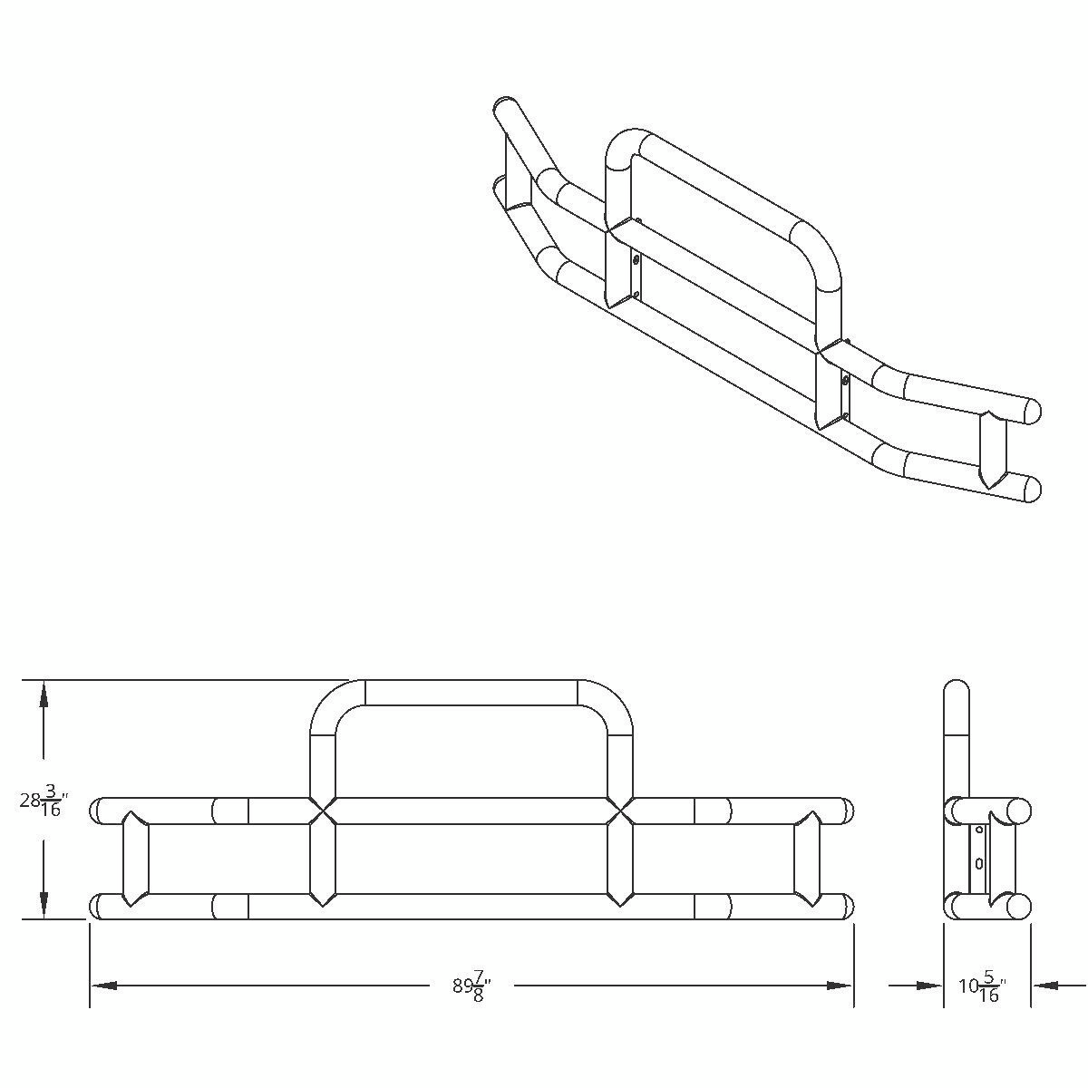 HighwayShield I15-Matte Black Grille Guard & Bracket Kit 2013-2021 Kenworth T680 - Thumbnail 8