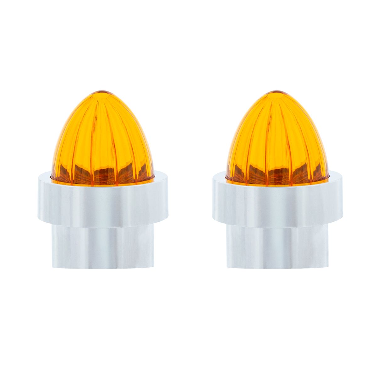 Watermelon Lens Bumper Guide Top With Chrome Base - Amber (2-Pack)