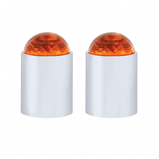 Stainless Bumper Guide Kit With Dome Lens Top - Amber Lens (Pair)