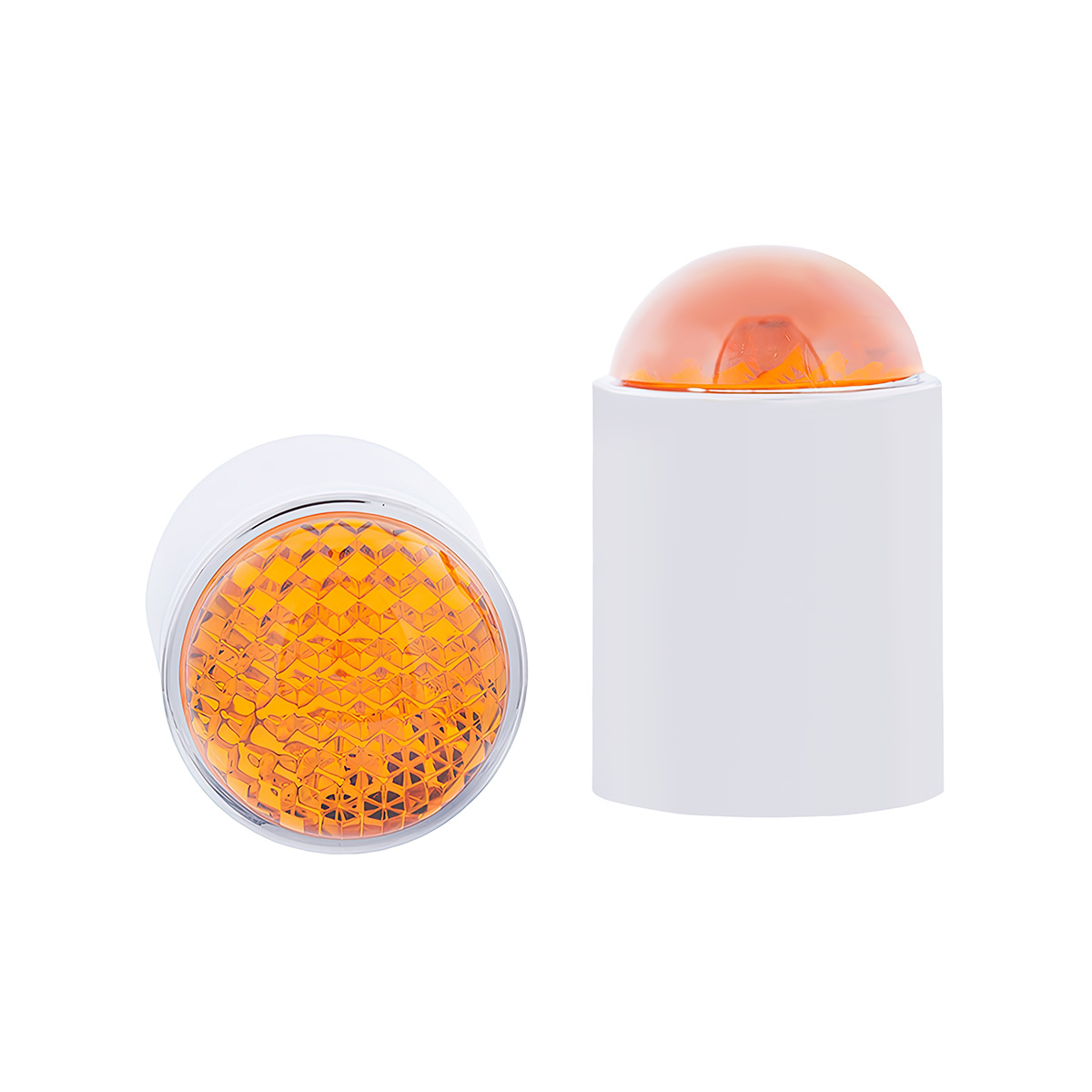 Dome Lens Bumper Guide Top With Chrome Base - Amber (2-Pack) - Thumbnail 3