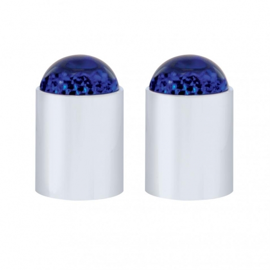 Dome Lens Bumper Guide Top With Chrome Base - Blue (2-Pack)