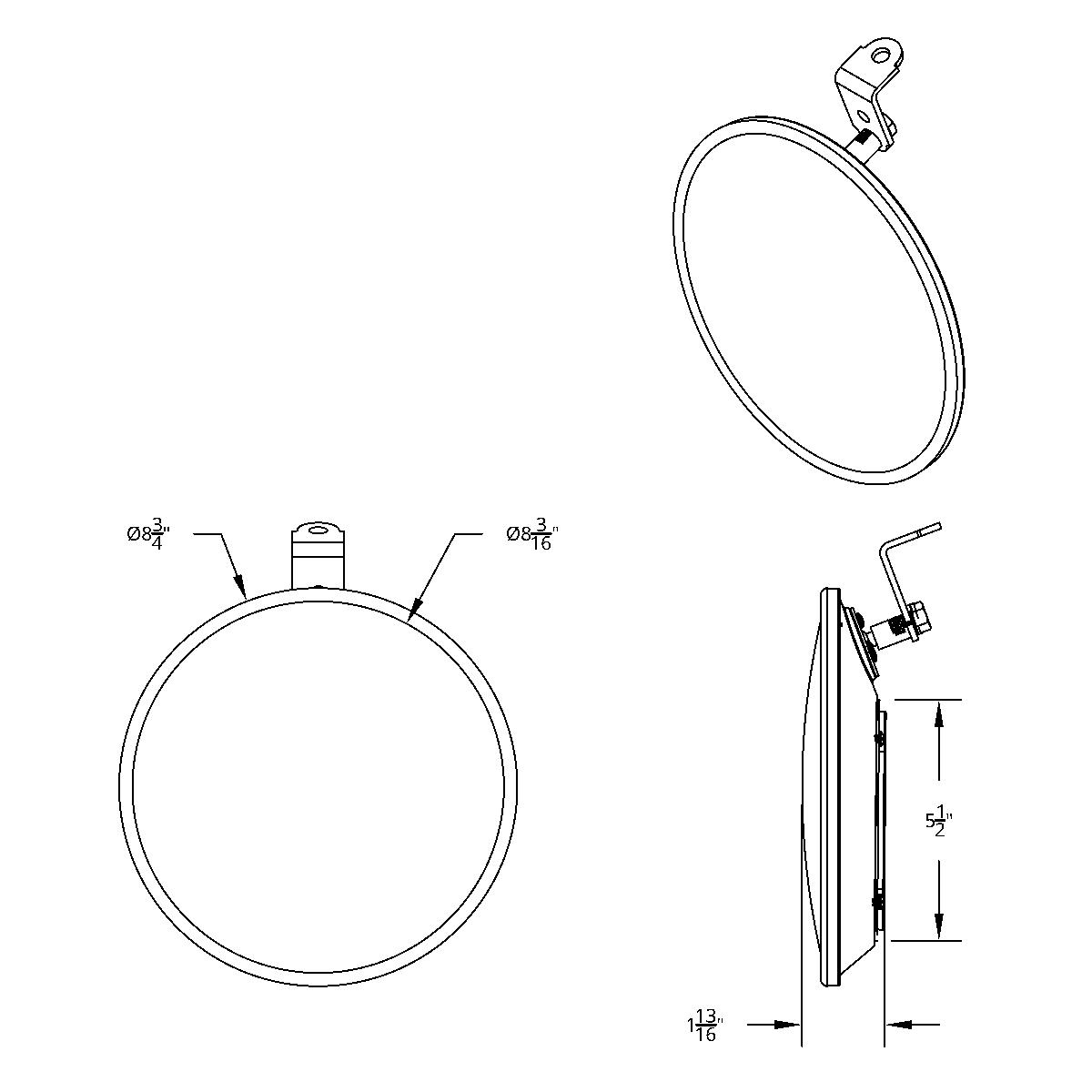 8-1/2" 430 Stainless Steel Convex Mirror With LED - Driver - Thumbnail 12