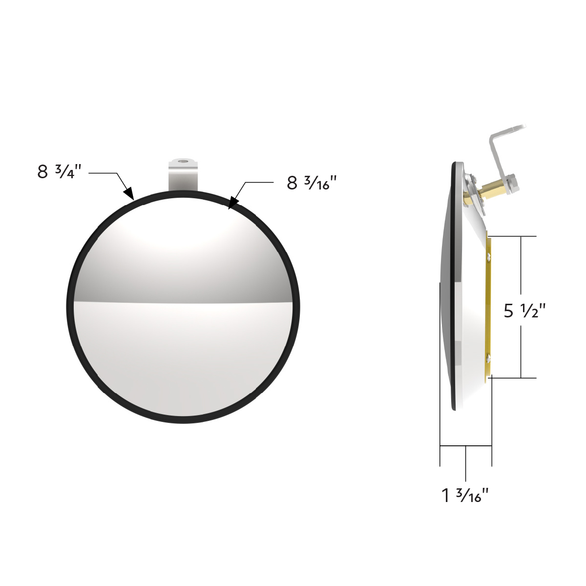 8-1/2" 430 Stainless Steel Convex Mirror With LED - Passenger - Thumbnail 12