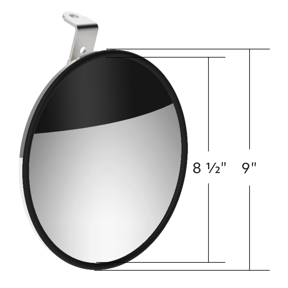 8-1/2" 430 Stainless Steel Convex Heated Mirror With LED - Passenger - Thumbnail 8