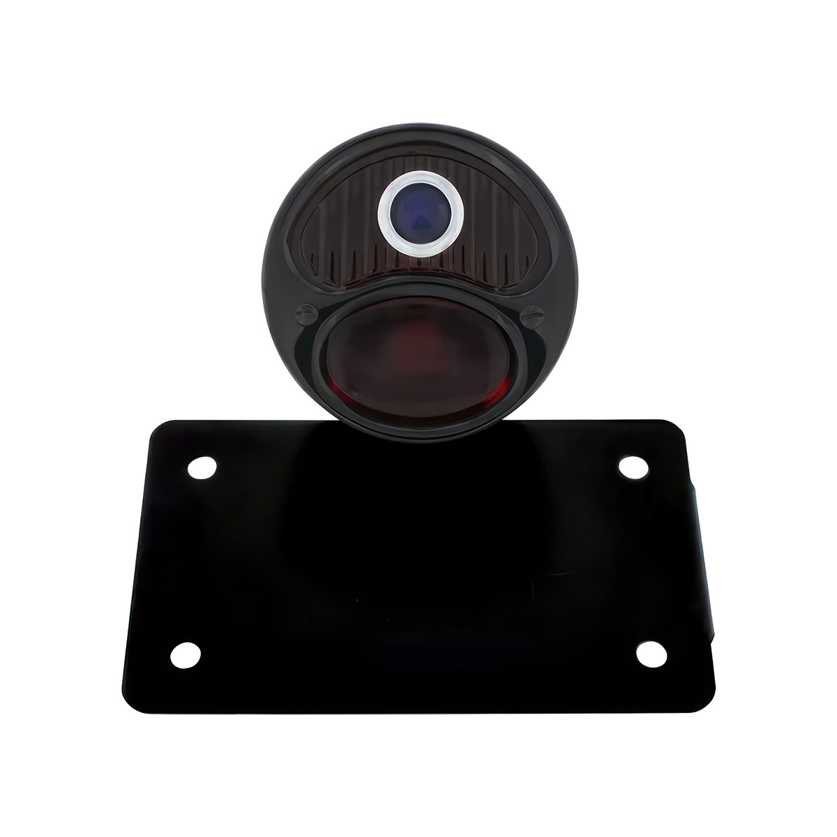 Black 1928 DUO Lamp & Blue Dot Style Tail Light Assembly With Horizontal Mounting Bracket For Motorcycle - Thumbnail 4