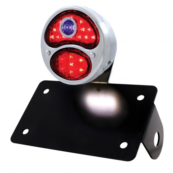 SS 1928 DUO Lamp & Blue Dot Style LED Tail Light Assembly With Horizontal Mounting Bracket For Motorcycle