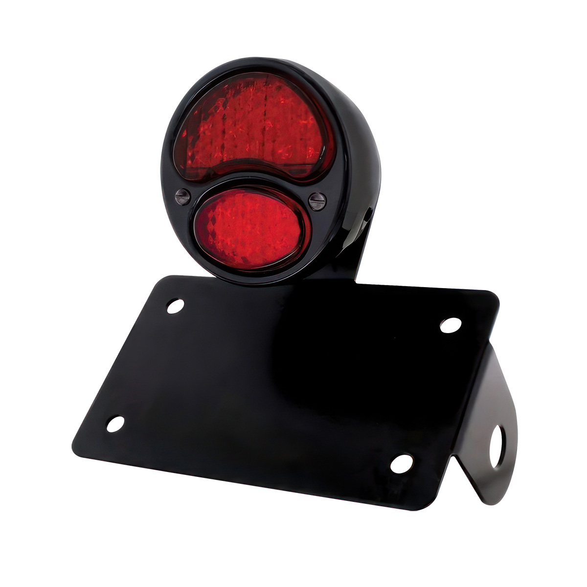 Black 1928 Ford Model A Style LED Tail Light Assembly With Horizontal Mounting Bracket For Motorcycle - Thumbnail 2
