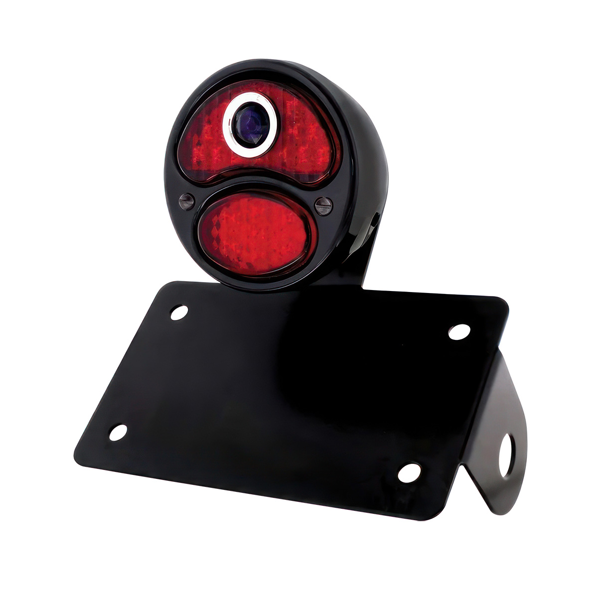 Black 1928 DUO Lamp & Blue Dot Style LED Tail Light Assembly With Horizontal Mounting Bracket For Motorcycle - Thumbnail 2