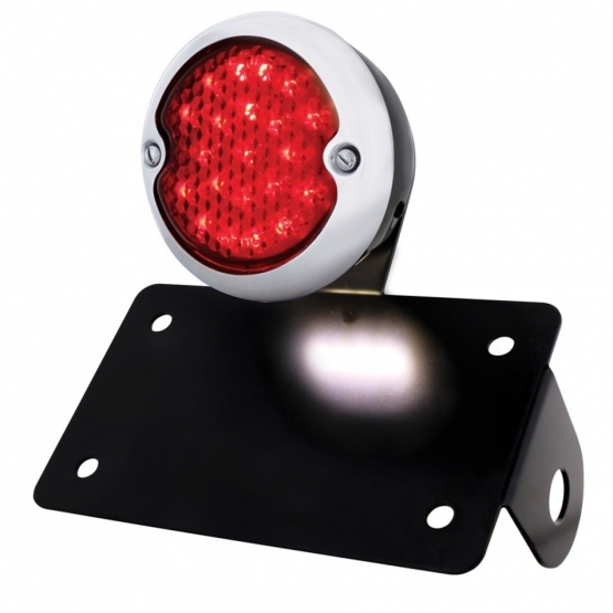 SS & Black Housing 1933 Ford Style LED Tail Light Assembly With Horizontal Mounting Bracket For Motorcycle