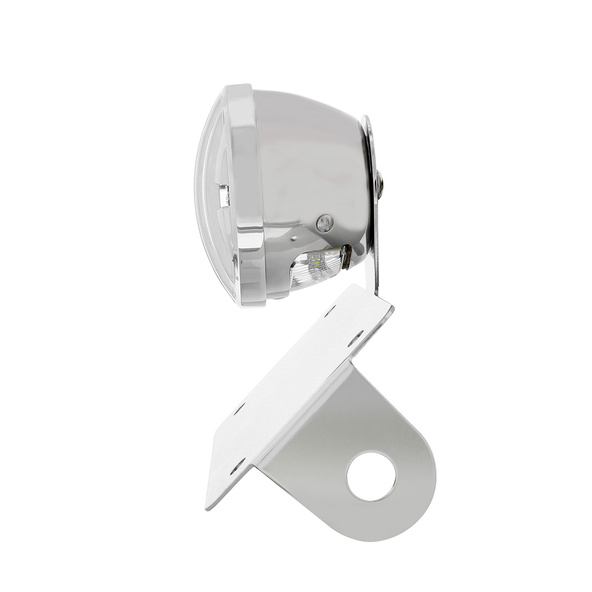 Motorcycle LED "Bobber" Style Horizontal Tail Light With Chrome Grille Bezel-Red Lens - Thumbnail 6