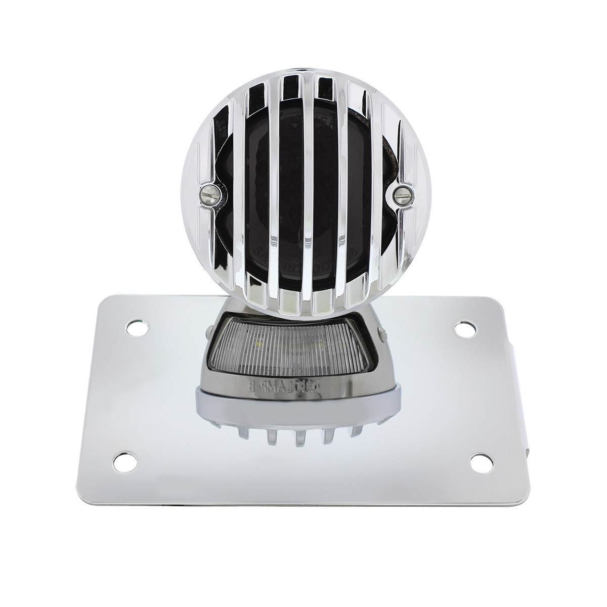 Motorcycle LED "Bobber" Style Horizontal Tail Light With Chrome Grille Bezel-Smoke Lens - Thumbnail 4