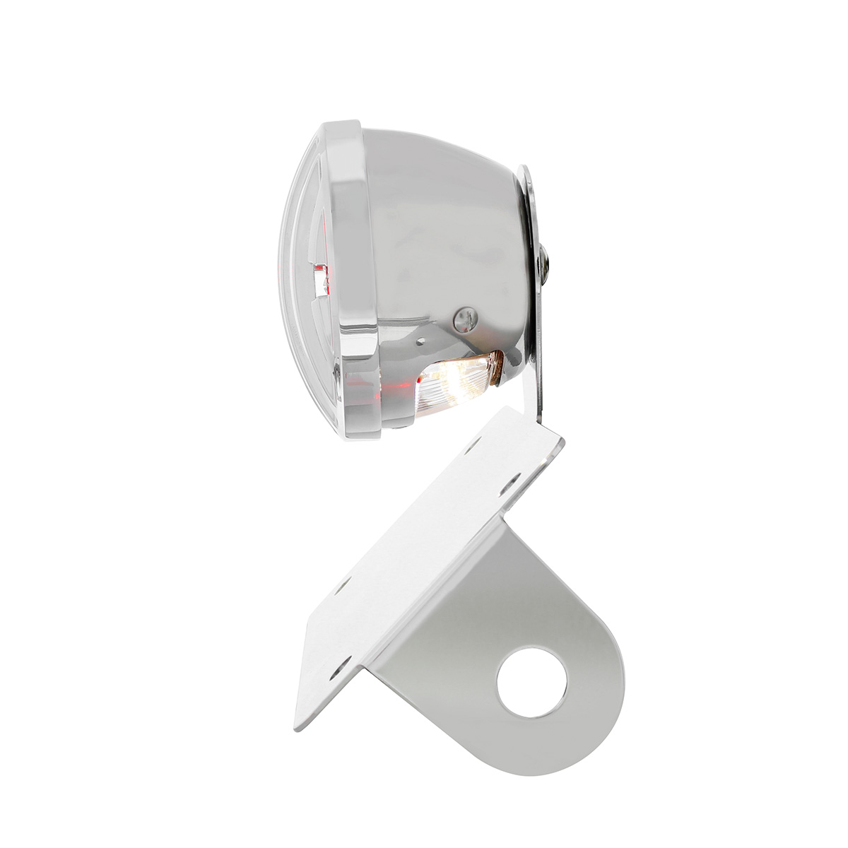 Motorcycle LED "Bobber" Style Horizontal Tail Light With Chrome Grille Bezel-Smoke Lens - Thumbnail 5