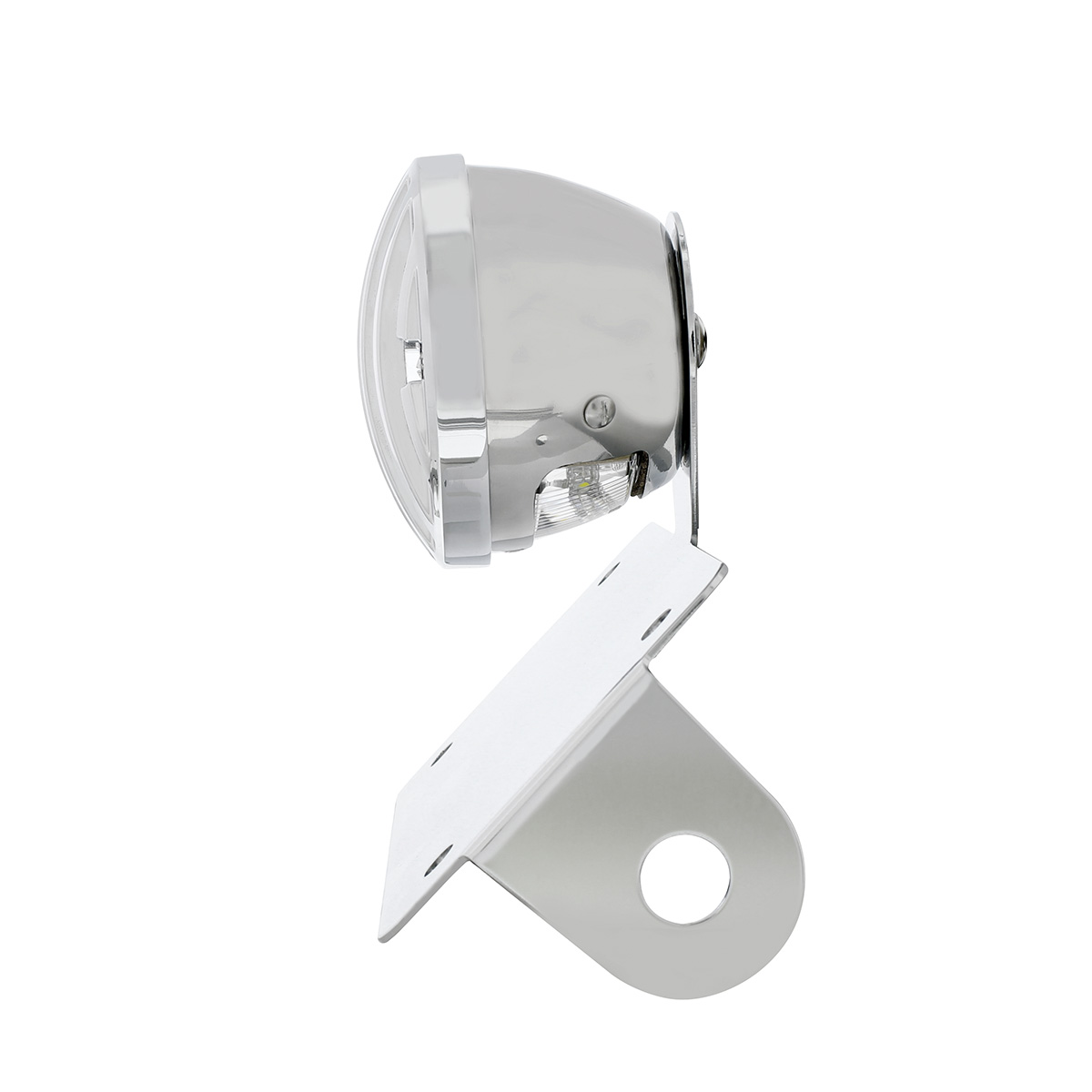 Motorcycle LED "Bobber" Style Horizontal Tail Light With Chrome Grille Bezel-Smoke Lens - Thumbnail 6