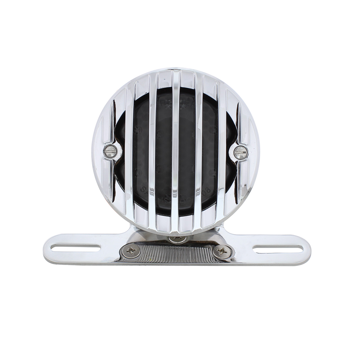 Motorcycle LED Rear Fender Tail Light With Chrome Grille Bezel - Smoke Lens - Thumbnail 4