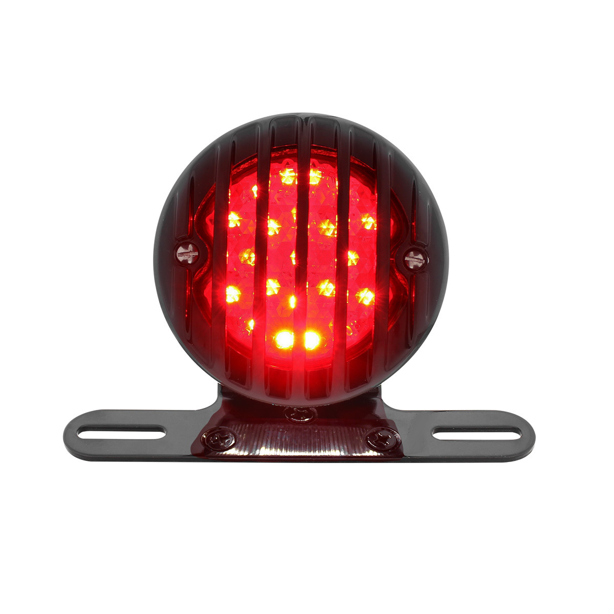 Motorcycle LED Rear Fender Tail Light With Black Grille Bezel - Smoke Lens - Thumbnail 6