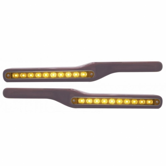 Wood Armrest With LED Light For Peterbilt- Amber LED/Amber Lens (Pair)
