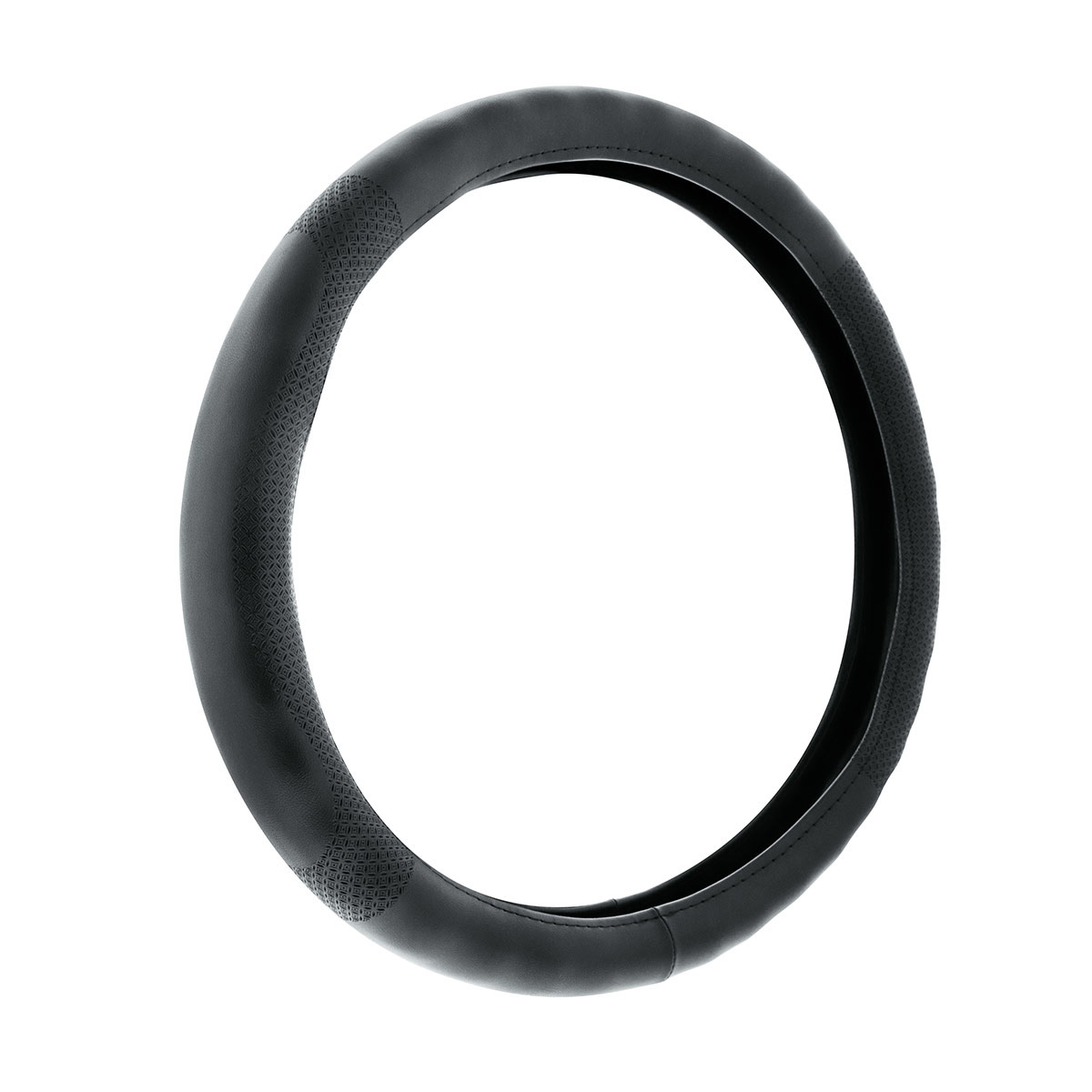 18" Leatherette Steering Wheel Cover-Black - Thumbnail 2