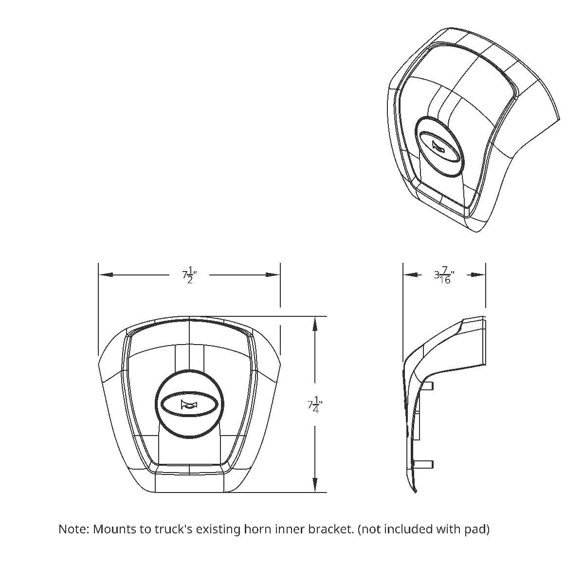 Chrome Steering Wheel Horn Pad For 2012-2021 Peterbilt 579 - Thumbnail 5