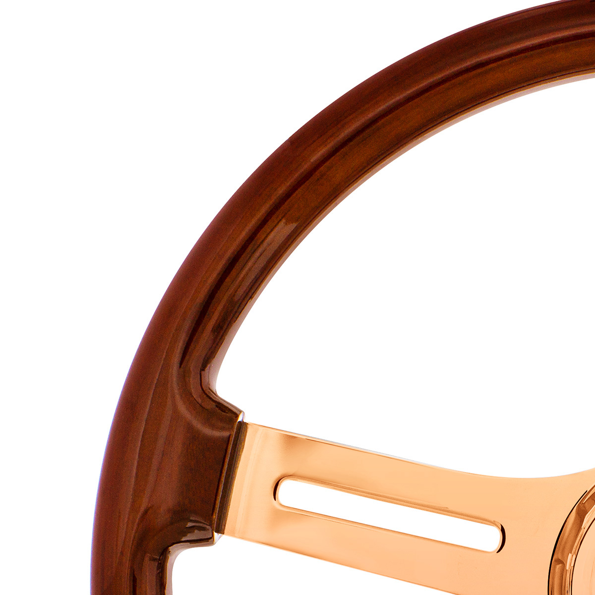 18" Rose Gold 4 Spoke Steering Wheel With Horn Button & Bezel-Wood Grain - Thumbnail 3