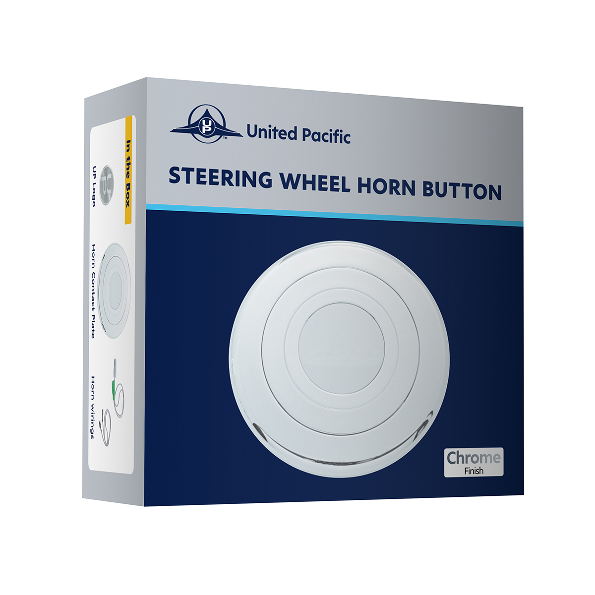 Chrome Aluminum Steering Wheel Horn Button With UP Logo - Thumbnail 5