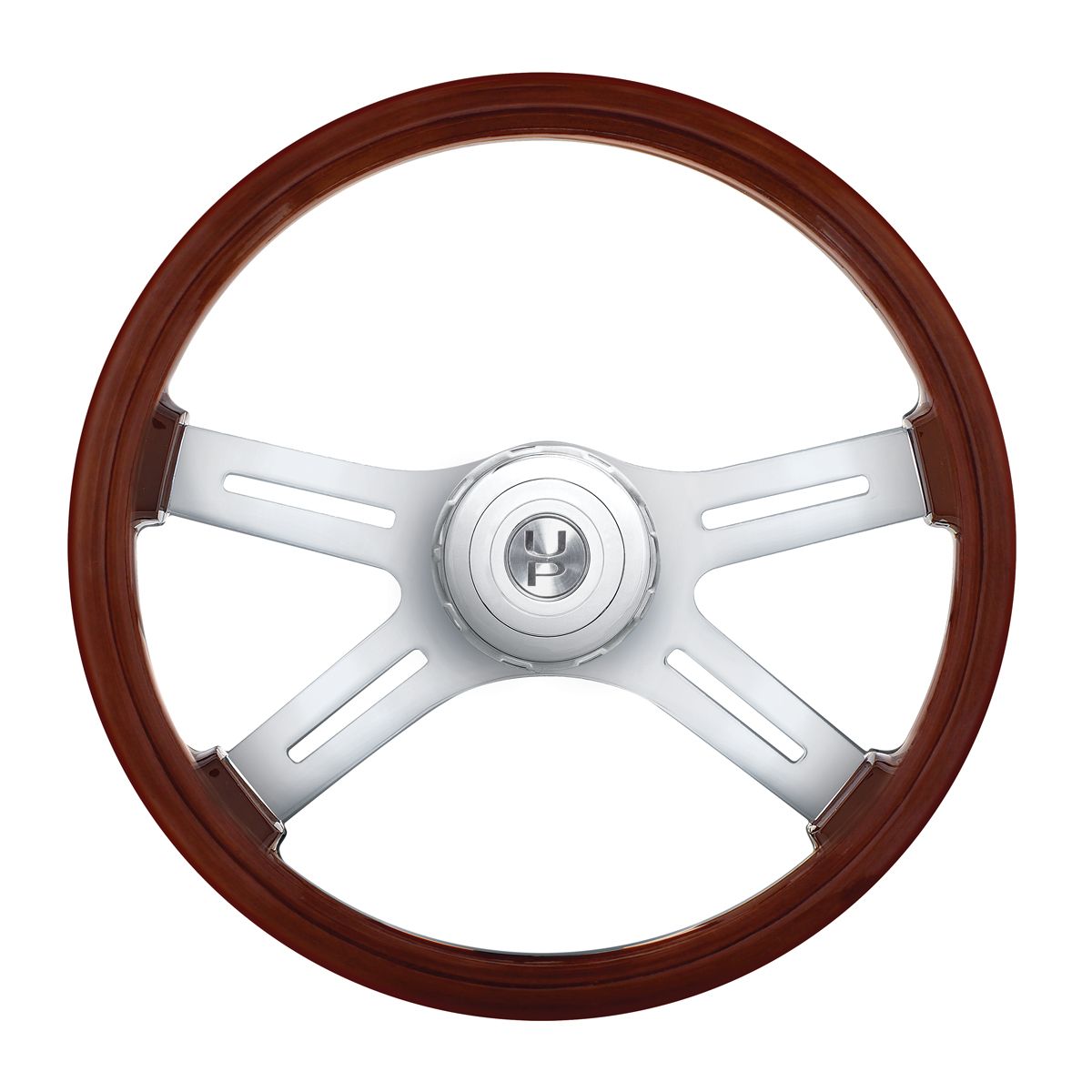 18" Chrome 4 Spoke Steering Wheel With Hub & Horn Button Kit For Peterbilt (1998-2005) & Kenworth (2001-2002)