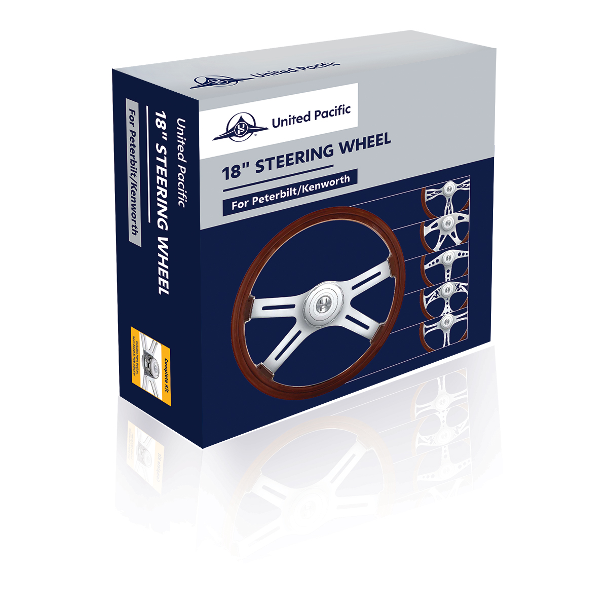 18" 4-Spoke Style Wood Steering Wheel With Hub & Horn Button Kit For Peterbilt (2006+) & Kenworth (2003+) - Thumbnail 4