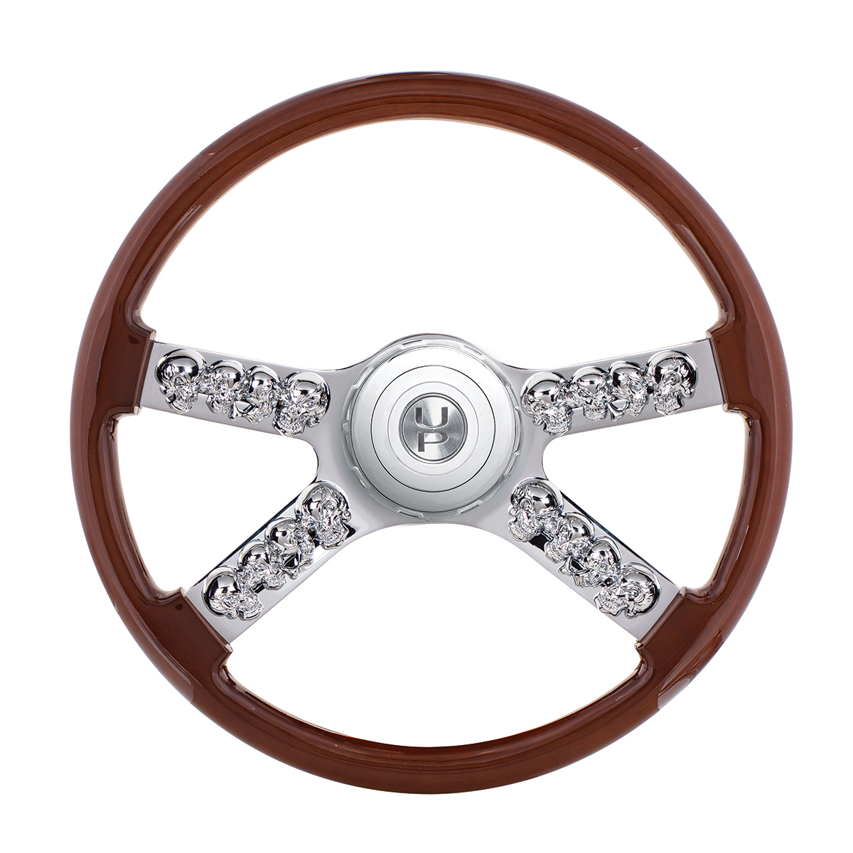 18" Skull Steering Wheel With Hub & Horn Button Kit For Peterbilt (2003+)  & Kenworth (2003+) - Thumbnail 6