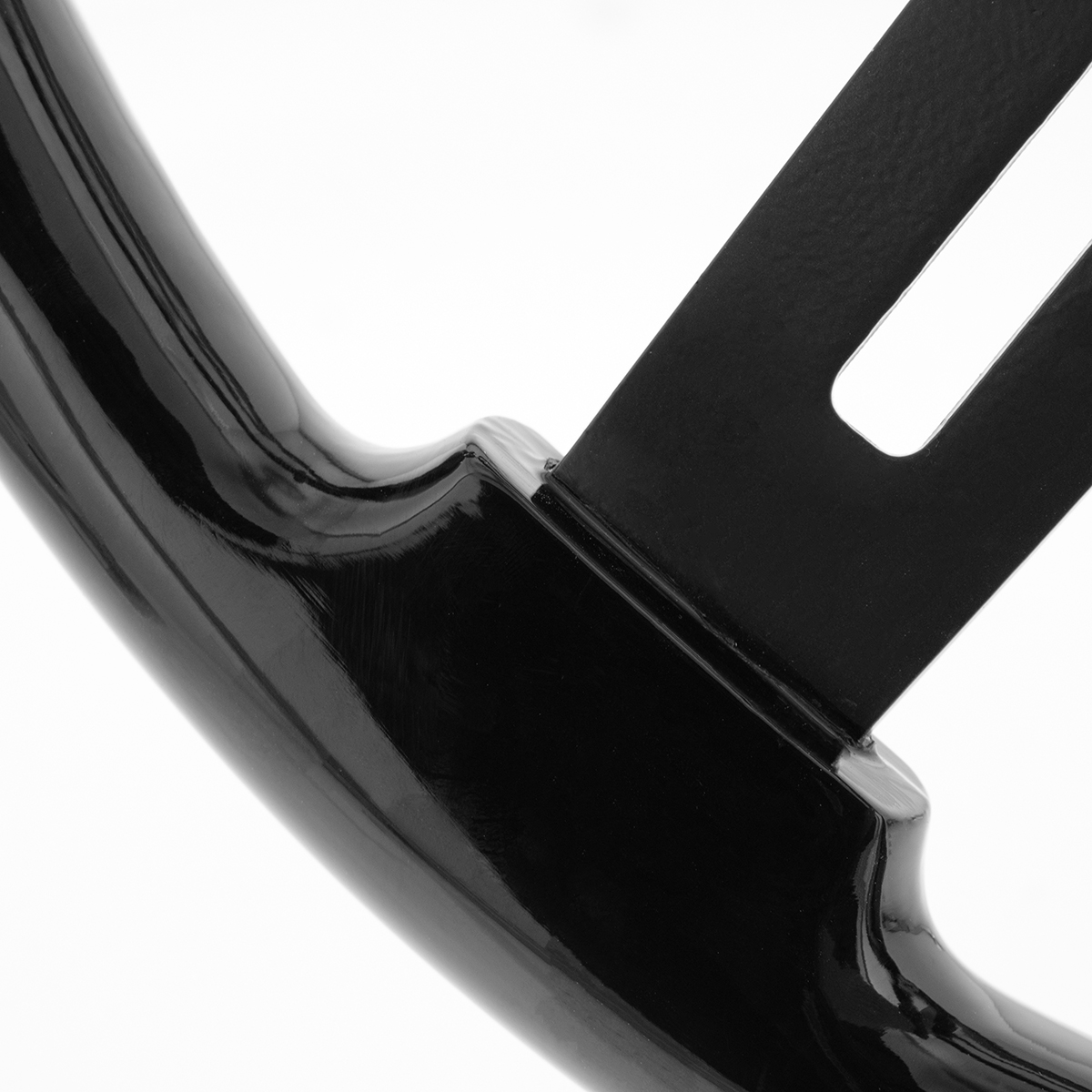 18" Matte Black 4 Spoke Steering Wheel With Horn Bezel & Button-Gloss Black - Thumbnail 3