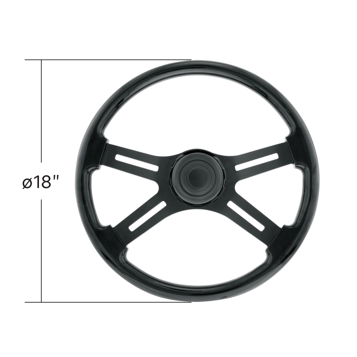 18" Matte Black 4 Spoke Steering Wheel With Horn Bezel & Button-Gloss Black - Thumbnail 8