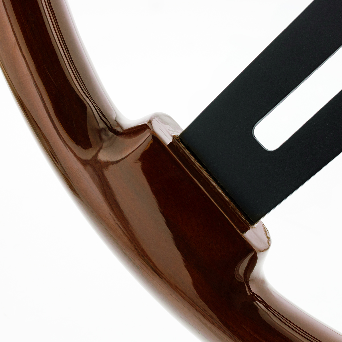 18" Matte Black 4 Spoke Steering Wheel With Horn Bezel & Button-Wood Grain - Thumbnail 3