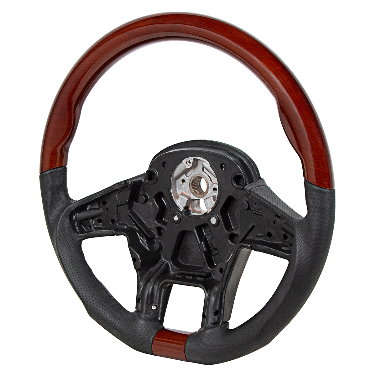 18" YourGrip Leather And Wood Steering Wheel For 2012-2021 Peterbilt 579 & 2013-2021 Kenworth T680 - Thumbnail 2