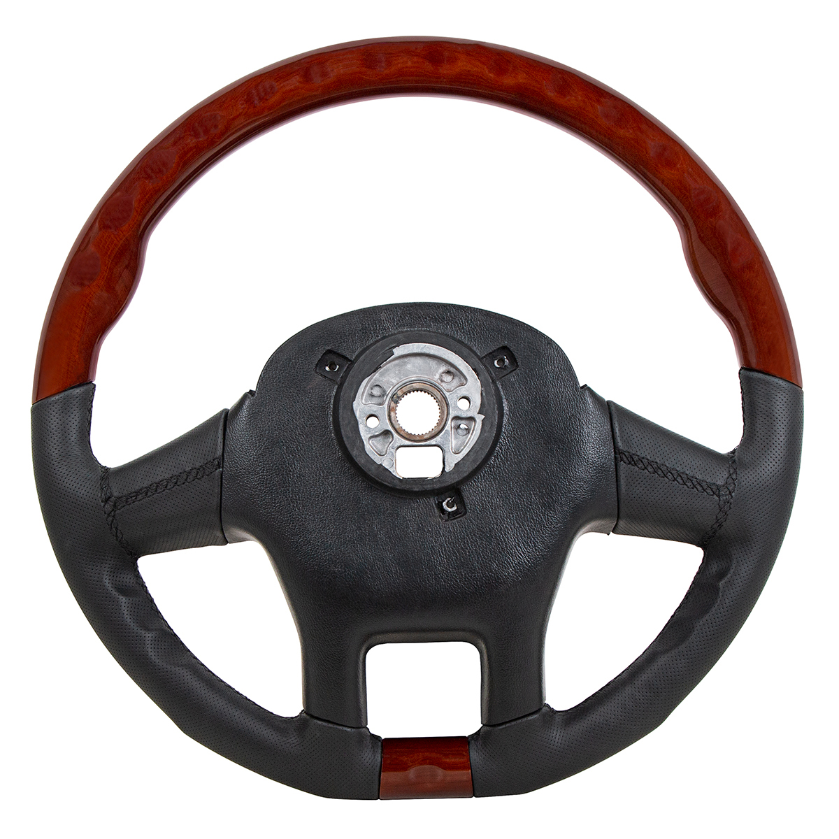18" YourGrip Leather And Wood Steering Wheel For 2012-2021 Peterbilt 579 & 2013-2021 Kenworth T680 - Thumbnail 3